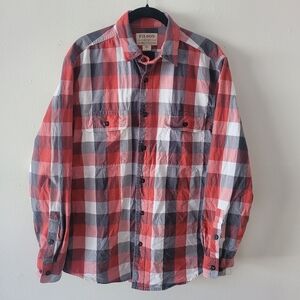 Filson Men's Lightweight Kitsap Work Shirt Long Sleeve Small Red Black Plaid